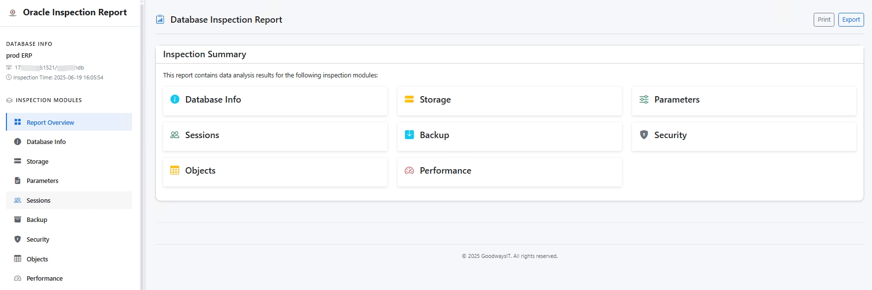 Inspection Report Overview Screenshot